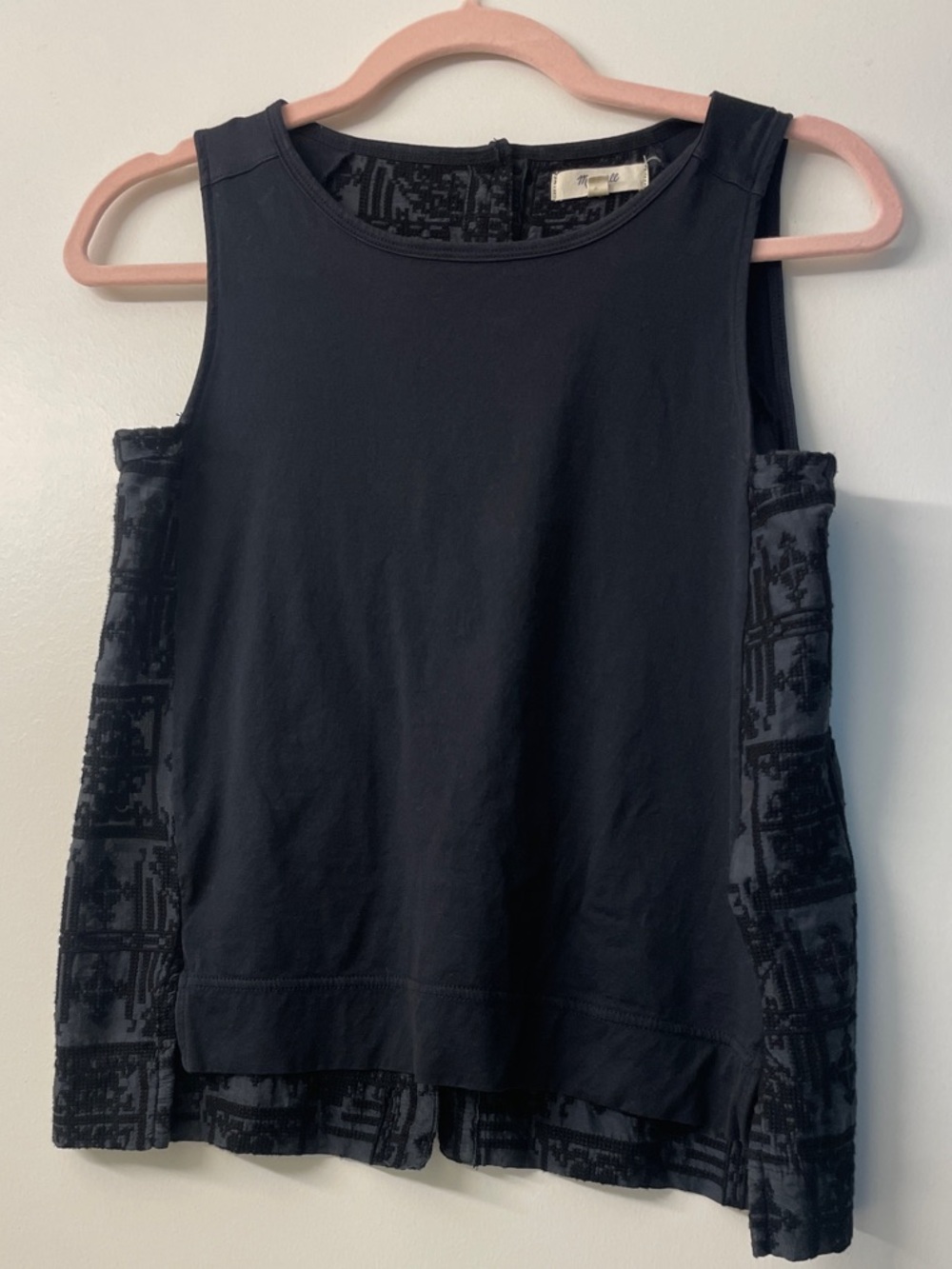 Madewell Black Layered-Texture Crewneck Tank